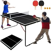 LSKSSNG 4.5/6ft/9ft Mid-Size Portable Ping Pong Tables Set, Foldable Table Tennis Table with Net,2 Paddles &amp; 3 Balls, Multi-Use Free Standing Ping Pong Table for Indoor/Outdoor