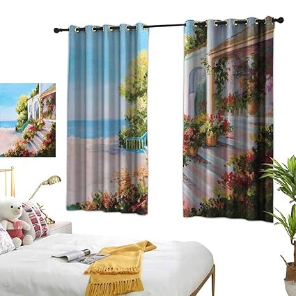 Amazon Com Kitchen Curtains Landscape Sea View From The Terrace