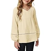 blibean Girls Elegant Boho Long Sleeve Blouse Size 4-13 Years Old