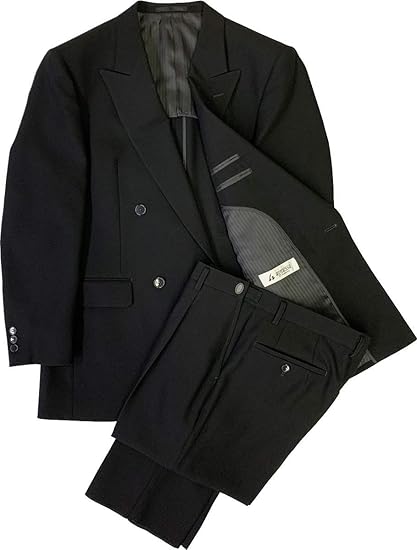 Amazon 礼装倶楽部 メンズ ブラック フォーマルスーツ ダブル 夏 ワンタック E フォーマル 通販