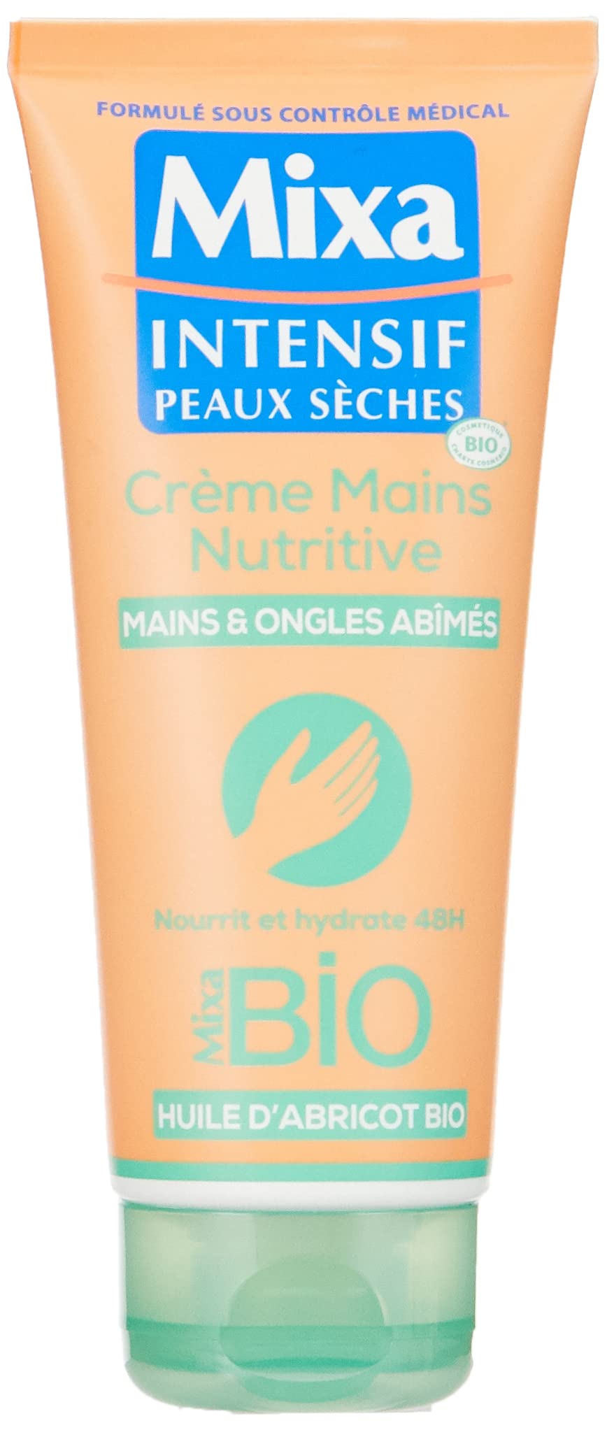 Mixa Bio Intensive Nourishing Hand Cream for Dry Hands and Fragile Nails with Organic Apricot Oil, 100 ml, Pack of 2