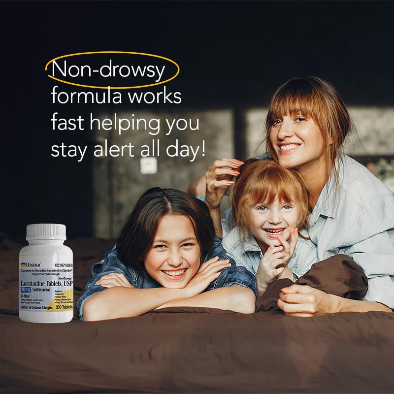 Rising Pharma Allergy Relief - Loratadine Tablets 10mg - Antihistamine, Allergy Relief Product - 300 Tablets