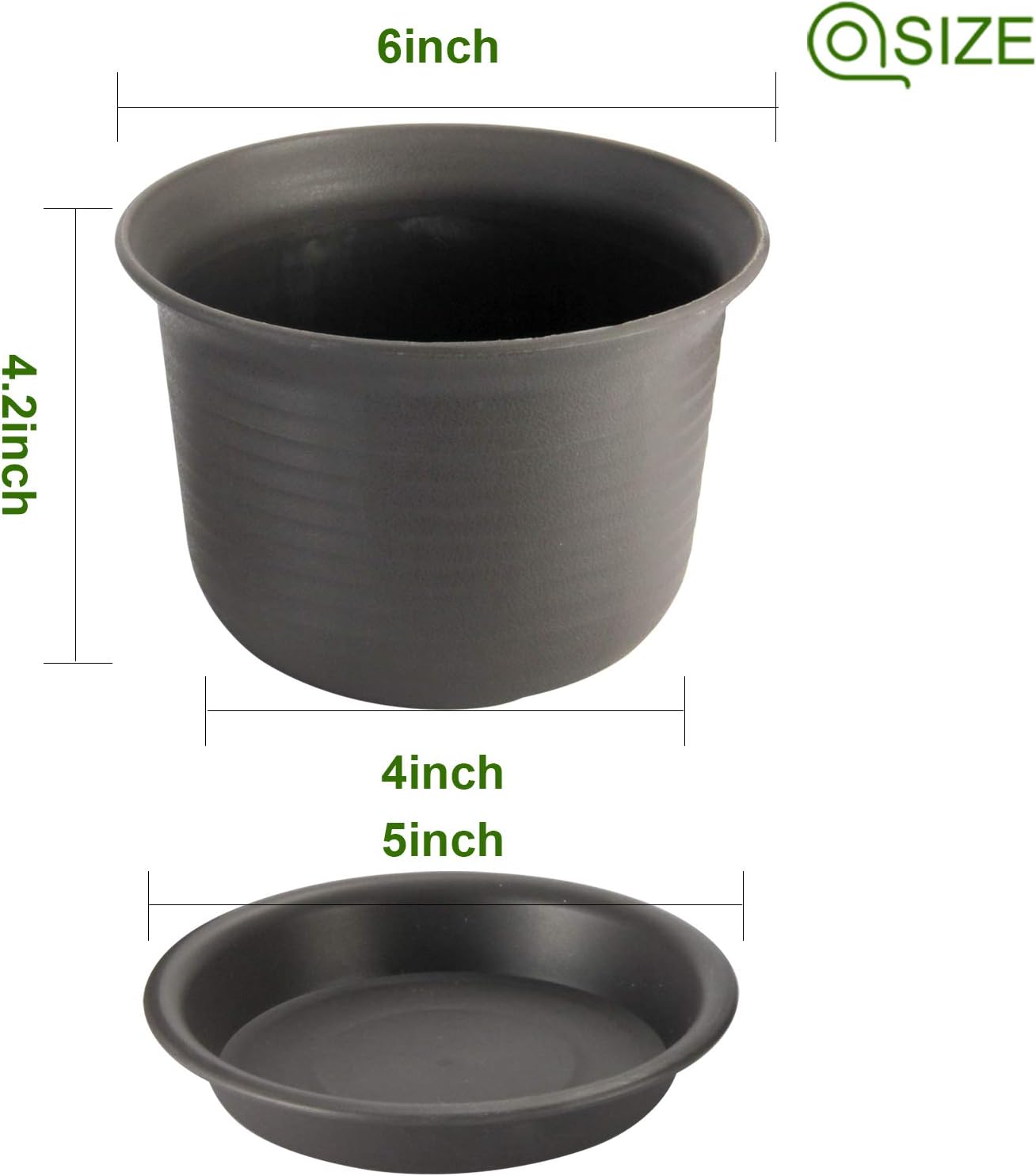Plant Pots, ZOUTOG 6 inch Plastic Planters with Drainage Hole and Tray, Pack of 15 - Plants Not Included, Brown : Garden & Outdoor