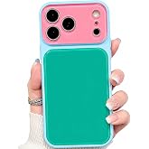 EKELYVIA Compatible with iPhone 17 Pro Case, Dopamine Contrast Color Phone Case, Cute New Candy Color Crystal Camera Lens Protection,Cyan,for iPhone 17 Pro