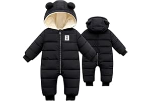 BYFRI Baby Boys Girls Snowsuit Newborn Cozy Winter Coat Infant Bear Hooded Jumpsuit Toddler Snow Outfit for 0-24 Months