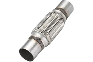 Autarboor Exhaust Flex Pipe, 2''x 6''Stainless Steel Heavy Duty Exhaust Flex Pipe, Double Braid Exhaust Flex Tube, Overall Length 10''