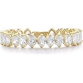 Pearich 14K Gold Filled Tennis Bracelet for Women- Classic Gold Bracelet for Women, Oval Stone Cut Bracelet Valentines, Mothers, Christmas Jewelry Gift for Women