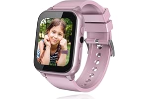 iCHOMKE Smart Watch for Kids, Girls Boys Smartwatch with 26 Games Camera Video Recorder and Player, Pedometer Calendar Flashlight, Audio Book etc., Gifts for 4-12 Years Children (Pink)