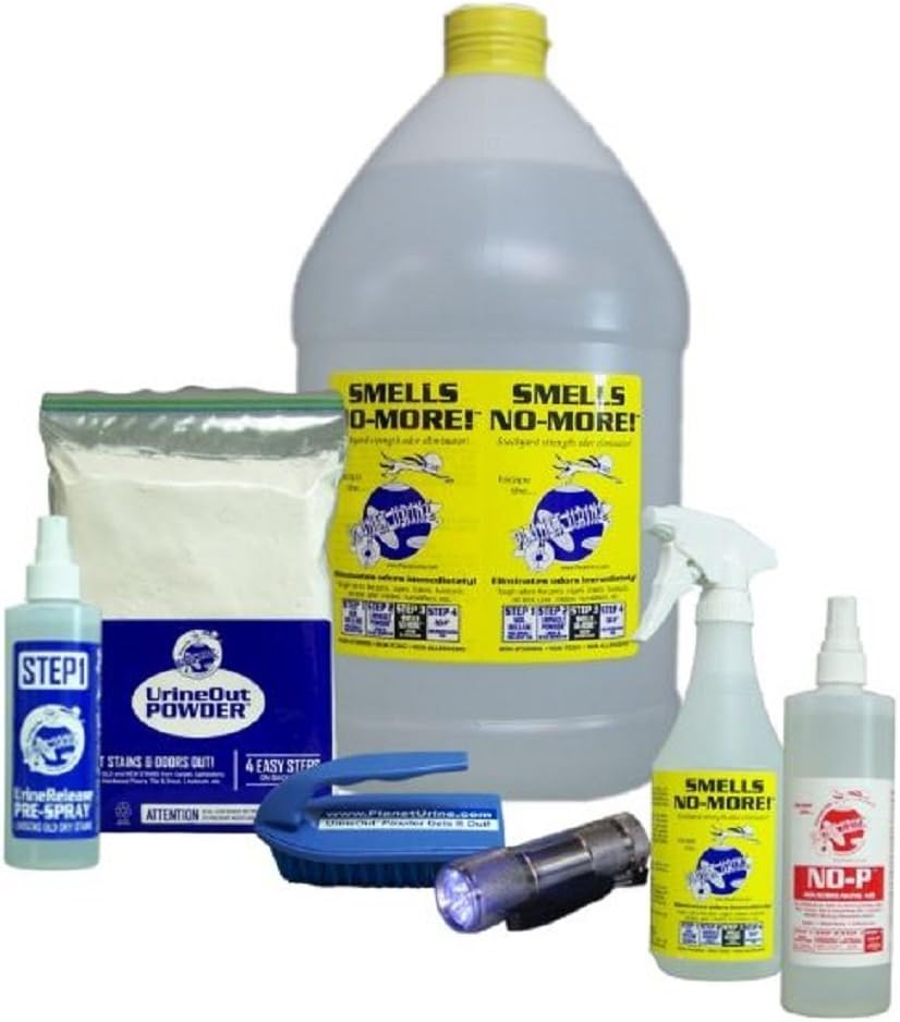 Planet Urine Hard Surface Cleaning Kit for Pet Urine Stain and Odor Removal, Dog and Cat Urine Odor Eliminator System with Blacklight, Kit II, Large