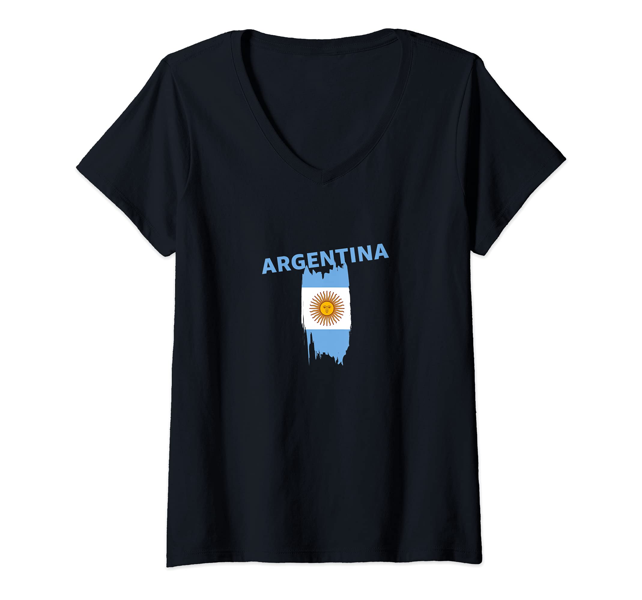 Womens Flag Argentina V-Neck T-Shirt