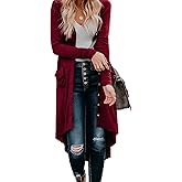 Alaster Queen Women’s Open Front Cardigan Button Down High Low Hem Knitted Cardigan Outwear with Pockets