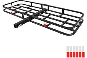 FORWODE 53 x19 Hitch Cargo Carrier, 500 lbs Load Trailer Hitch Cargo Basket, Steel Heavy Duty Luggage Cargo Basket Rack for Trucks, SUV’s,Vans Travel Camping with 2" Receiver, Black