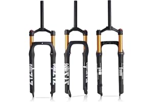 B Bolany 26 * 4.0 inch Fat Tire MTB Air Suspension Fork - 120mm Travel, 135mm Spacing Hub，9mm QR，Crown Lockout,Ultralight Mountain Bike Front Fork， Ideal for Snow Beach XC Mountain Bikes（Gold）