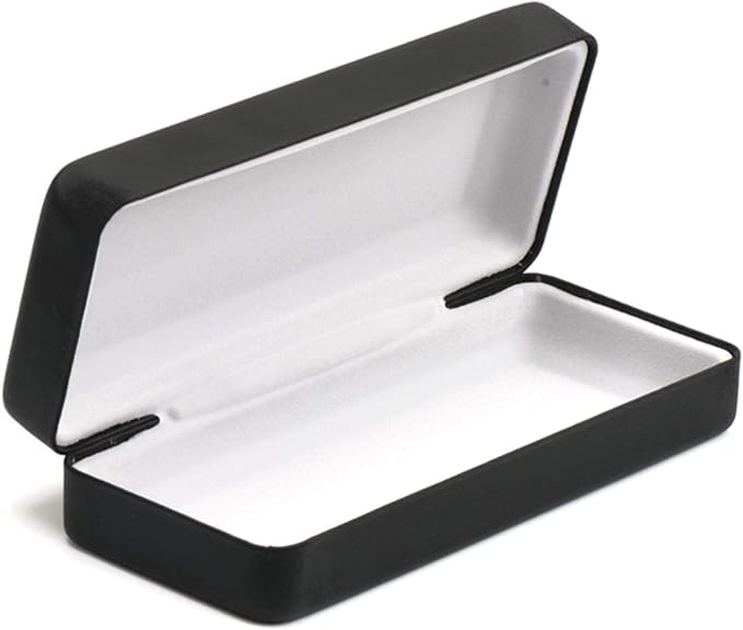 Black Square Iron Glasses Case, Black Matte Leather Amazon.co.uk Clothing