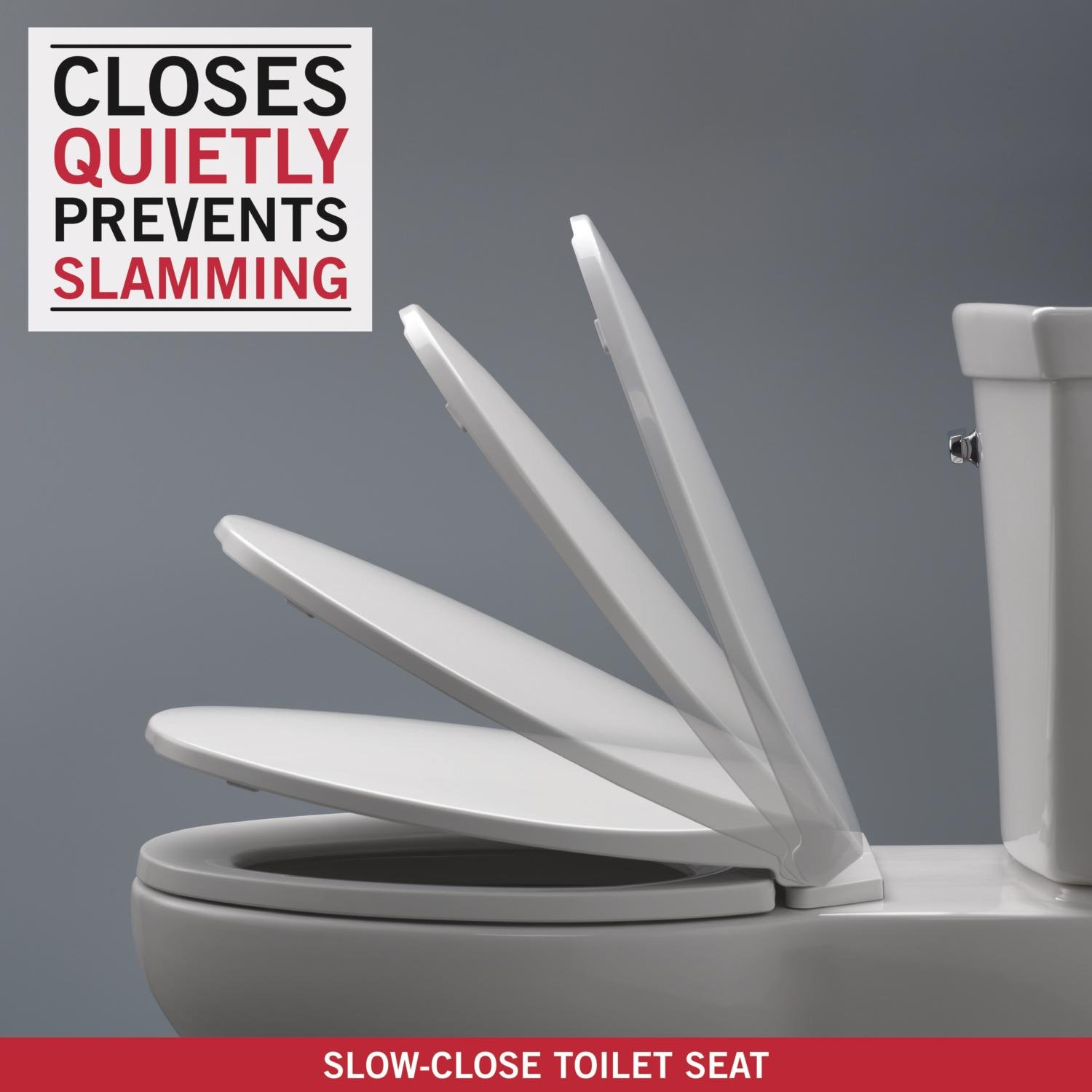 Delta Faucet 801902-WH Sanborne Round Front Slow-Close Toilet Seat with Non-slip Seat Bumpers, White