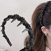 Veloshine Zigzag Headband, Recycled Plastic Wavy Hair Band with Teeth, Comb Headbands for Women Beaded Headband Hair Accessory