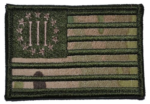 3 Percenter American Flag Forward Facing 2x3 Military Patch / Morale Patch - Multicam