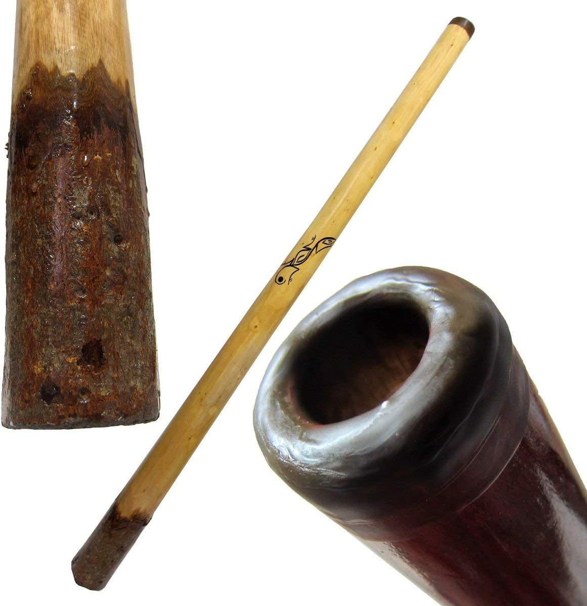 World Percussion USA Eucalyptus Yellowbox Didgeridoo, Bark Bell, Beeswax Mouthpiece - 52" Long - Key of C to E