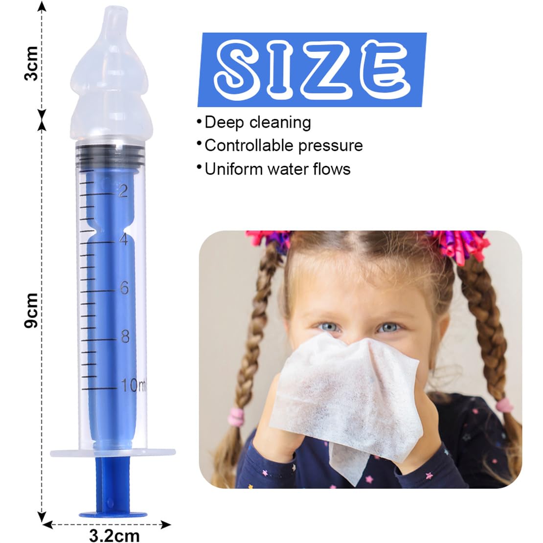 YJWZWE Nasal Irrigator for Baby Portable Infant Nose Cleaner Rinsing Device with Cleanable Reusable Silicone Nasal Suction Tips Nasal Hygiene 2Pcs