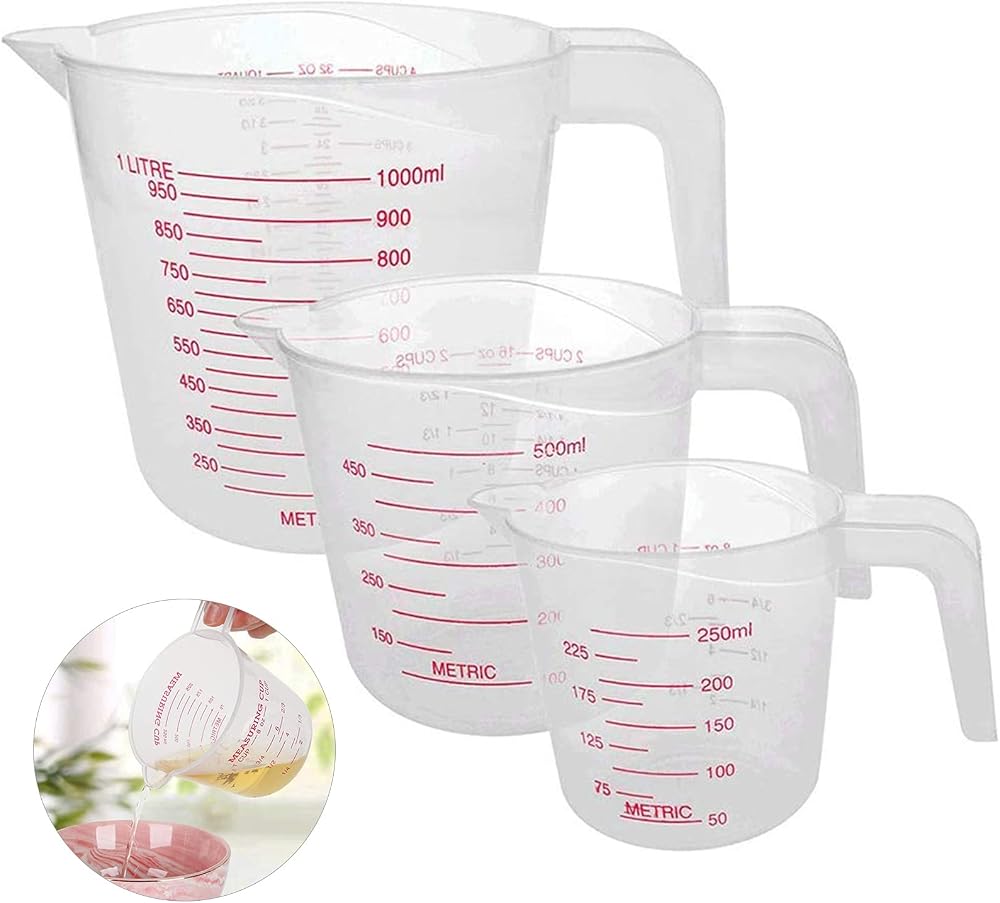 Surflyee Measuring Jugs Set 250ml 500ml 1000ml BPA Free Plastic Jugs
