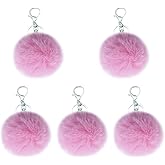 Unpafcxddyig 5 Pieces Poms Keychains Fluffy Ball Faux Fur Pom Pom Keyring for Women