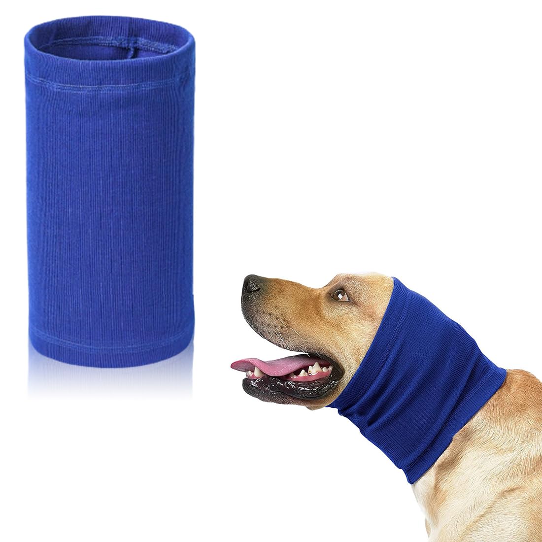 ZKSXOA Dog Snood for Dog Neck and Ears Warmer, Pet Dog Earmuff for Comfort Anti-anxiety Bathing Grooming Reducing Noise Dog Neck and Ear Warmer Hood Calming Pet Snood Ear Covers (L Size, blue)