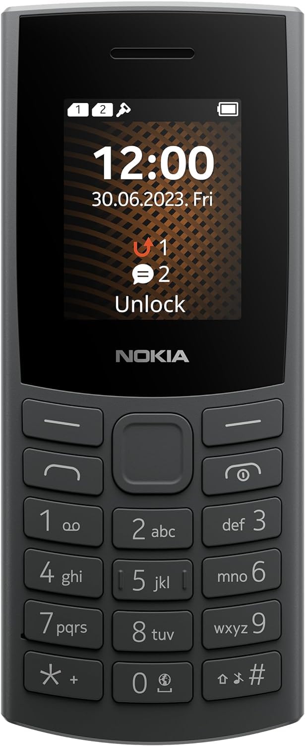 Nokia 105 4G Edition (2023) Feature Phone with Dual SIM, 1.8 Inch Display, 1450 mAh Battery, 48 MB RAM / 128 MB ROM, Expandable Memory, 3.5 mm Headphone Jack, FM Radio - Charcoal