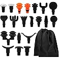 Massage Gu-n Attachments, 20pcs Relaxation Massager Heads with 2pcs Drawstring Bag Different Massager Heads to Meet Different Needs for Deep Tissue Percussion Plug and Play(Black)