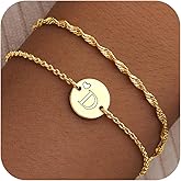 Gold Initial Heart Bracelets for Girl Women Trendy, Layered Dainty Initial Gifts Personalized Disc Letter Charm A-Z Bracelets for Teen Girl Women Jewelry Gifts