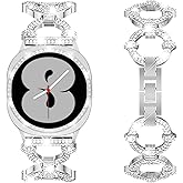 Mesime Bling Bands Compatible with Samsung Galaxy Watch 8/7 40mm 44mm, 20mm Stylish Replacement Strap Galaxy Watch 8/7 Band with Rhinestone Protective Case for Women