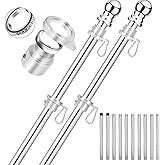 Bubblythe 2 Pack No Tangle Flag Pole Kit, 6ft Flag Poles with Tangle Free Aluminum Flag Rings, Stainless Steel 1" Flag Pole for Outside House, Outdoor Silver Flagpole(6 FT, 10 Sections, No Bracket)