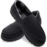 shoeslocker Mens Slippers Microsuede Moccasin Memory Foam House Shoes