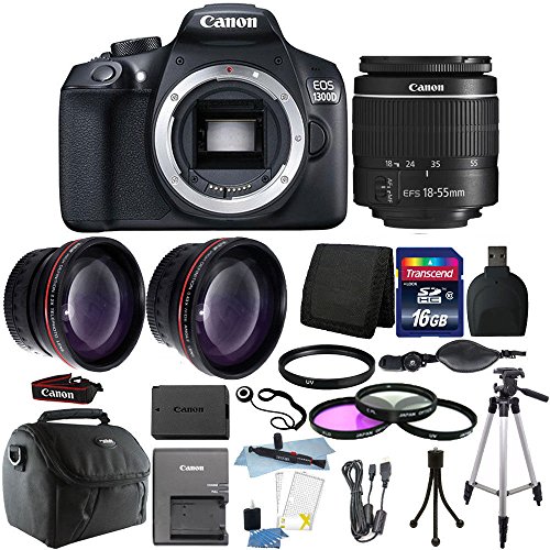 Canon EOS Rebel 1300D / T6 18MP DSLR Camera with 18-55mm EF-S f/3.5-5.6 Lens + 16GB Accessory Kit