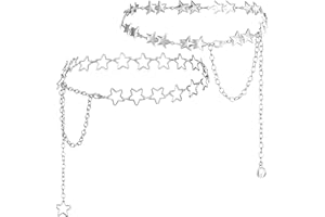 Fingertip WD 2 Pcs Star Chain Belt for Women, Adjustable Y2K Metal Waist Belt - Punk Body Belt for Dresses, Jeans & Rave