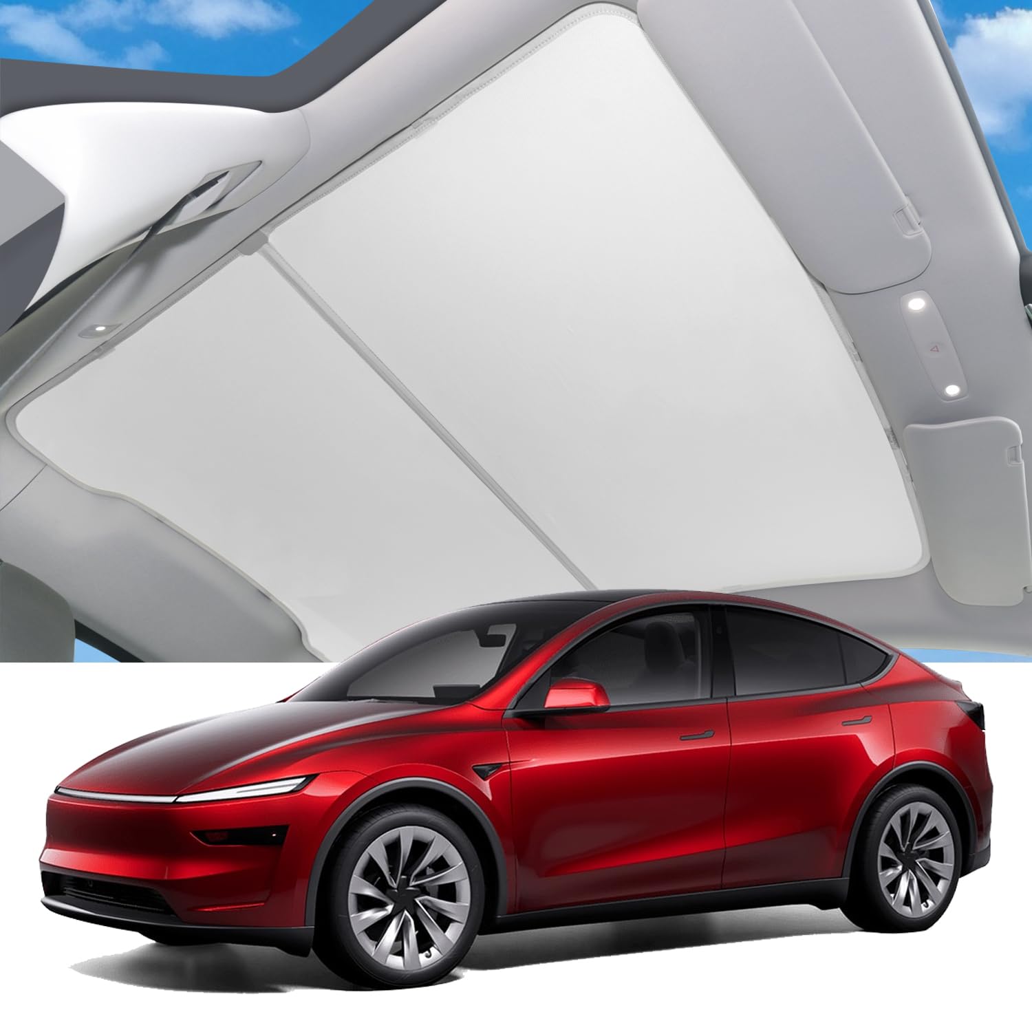 Photo 1 of 2026 Sunshade Roof for Tesla New Model Y Juniper [Never Sag, Heat Loss] Magnetic-Mid Design, Foldable Heat Insulation Glass Roof Sun Shade for Tesla Model Y Refresh Interior Accessories, Gray