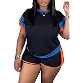 LAJIOJIO Shorts Sets Women 2 Piece Outfits,Casual Loose Short Sleeve Tops Shorts Two Piece Outfits Sweatsuits