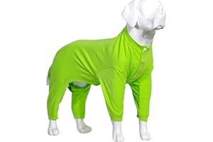Lovelonglong Four Feet Dog Lightweight Pajamas, Pure Cotton Dog Jumpsuits 4 Legs Dog Onesies T-Shirt Stylish PJS Puppy Costume for Large Medium Small Dogs Green XXXXL