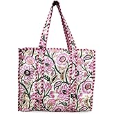 LKGSM RUGS Cotton Tiger Block Print Tote Bag, Indian Handmade Shopping Shoulder Bag, Unisex Market Daily Use