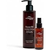A LA MAISON Amber Collection Fresh Mint & Verveine Duo: Shower Oil - 3.3 oz Moisturizing & Fast-Absorbing Body Oil, 8.1 oz Hydrating Body Wash Alternative