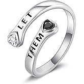 AXOMY Let Them Ring 925 Sterling Silver Self Worth Motivation Inspirational Ring Let Them Friendship Jewelry Gift for Women