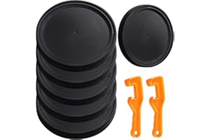 Eaasty 6 Pack 5 Gallon Plastic Bucket Lids wit with 2 Plastic Bucket Lid Opener Leak-Proof Seal Fits 3.5-7 Gal Pails for Pet Food, Paint, Industrial & Home Storage(Black)