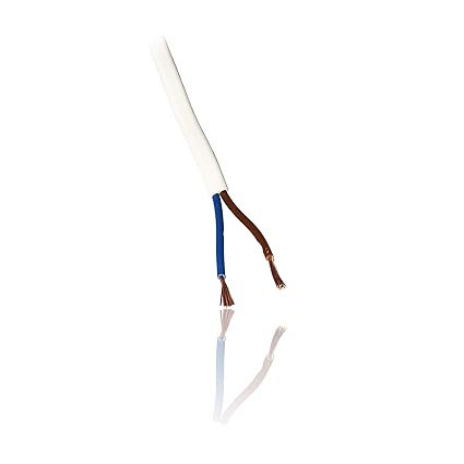 CDL Micro Netzkabel (2 Kerne, flexibel, 2 Kerne, Live & Neutral, 20 m) Weiß