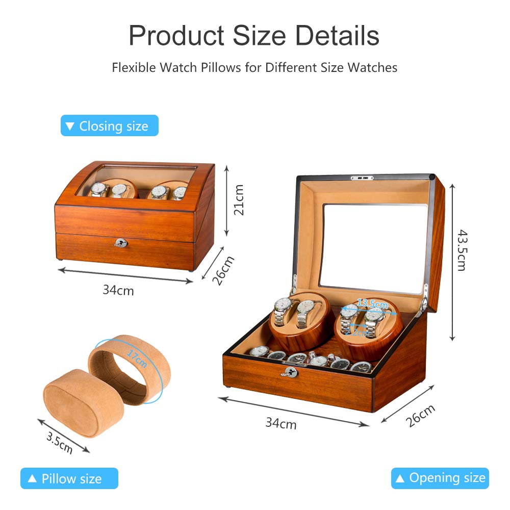 JQUEEN 4 Automatic Watch Winder with 6 Storage Case (Mandshurica)
