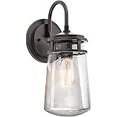 Kichler Lyndon 15" Wall Sconce in Architectural Bronze, 1-Light Indoor Outdoor Wall Light with Clear Seeded, (15" H x 6" W), 