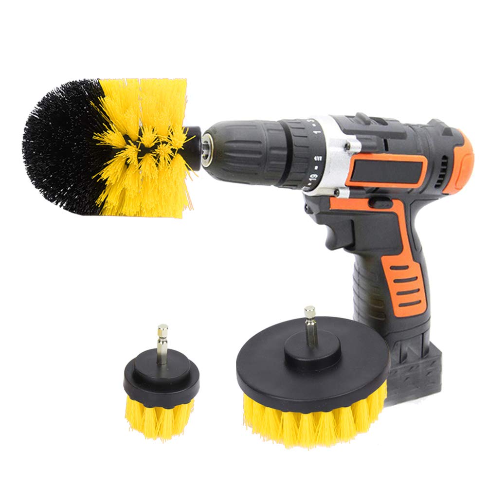 3 Pieces Drill Brush Cleaning Set Perfect for Cleaning Toilet Kitchen Bathroom Shower Tiles Sink Car (Drill Not Included)(Yellow)