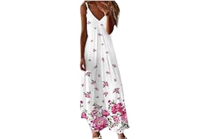 ANUYALUE Plus Size Dress for Women Vintage Floral Print Beach Maxi Dress Summer Vneck Sun Dress Dressy Casual Maxi Dresses