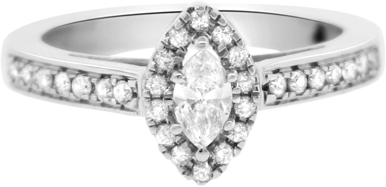 14k White Gold Marquis Diamond Engagement Ring (1/2 cttw), Size 7