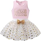 LYQTloml Toddler Kids Baby Girls Birthday Princess Outfits Dress Vest Tank Top Dot Mesh Tutu Skirt
