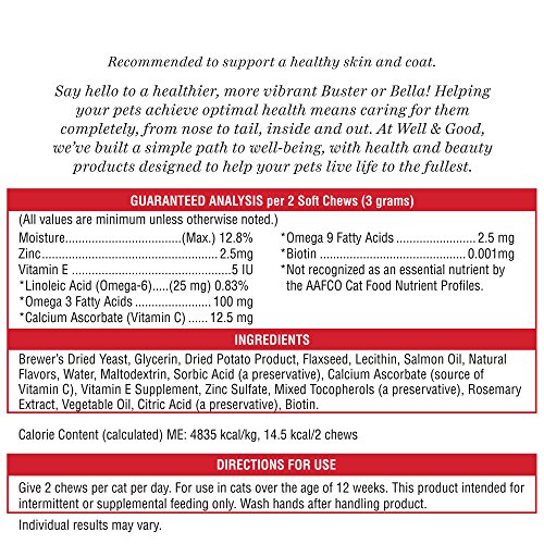 Well & Good Skin & Coat Support Cat Chews, 3.1 oz. Pricepulse