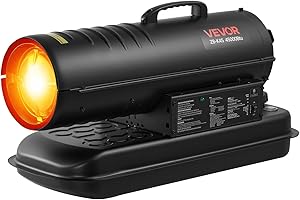 VEVOR 45000 BTU Forced Air Kerosene Diesel Heater, Portable Torpedo Space Heater with Wheels & Handle, Blower-Type for Jobsit